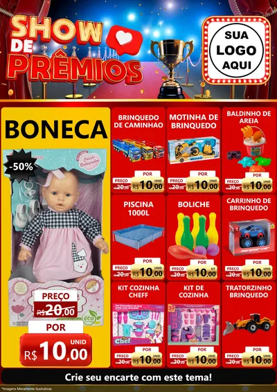 Modelo de Encarte para Encarte A4 Vertical com o tema Show de Prêmios para Brinquedos