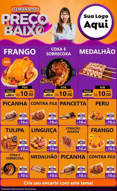 Modelo de Encarte para Encarte Grande com o tema Semana do Preço Baixo para Assados