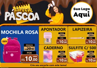 Modelo de Encarte para Encarte A4 Horizontal com o tema Especial Páscoa para Papelaria