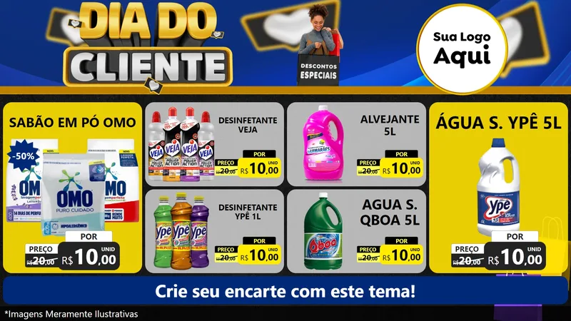 Modelo de TV para TV Horizontal com o tema Dia Do Cliente para Produtos de Limpeza