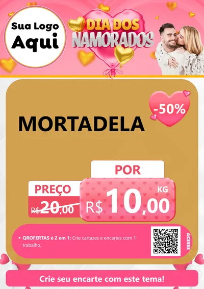Modelo de Cartaz para Cartaz A4 Vertical com o tema Dia dos Namorados para Frios e Laticínios