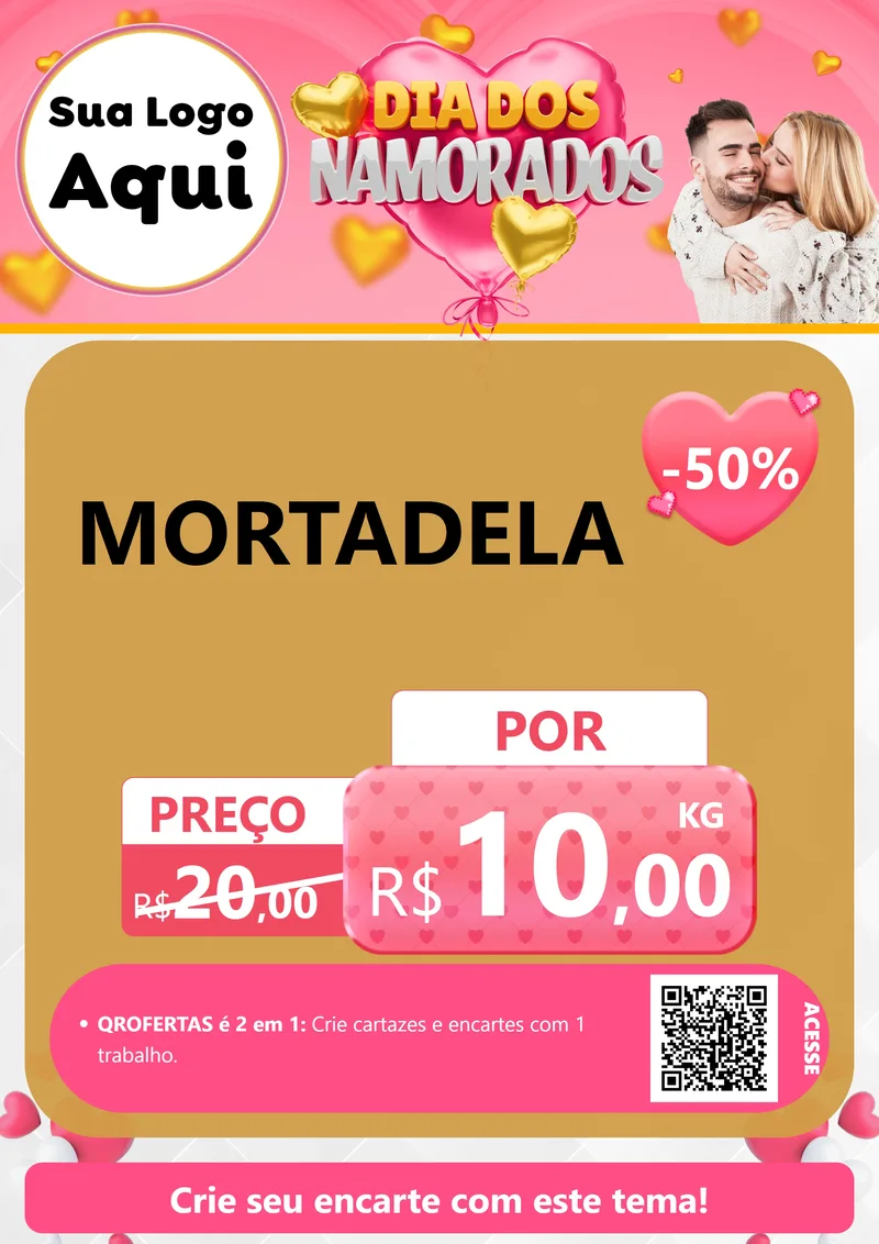 Modelo de Cartaz para Cartaz A4 Vertical com o tema Dia dos Namorados para Frios e Laticínios