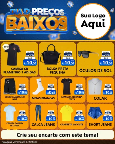 Modelo de Rede Social para Feed Instagram com o tema Dia D Preço Baixo para Roupas e acessórios