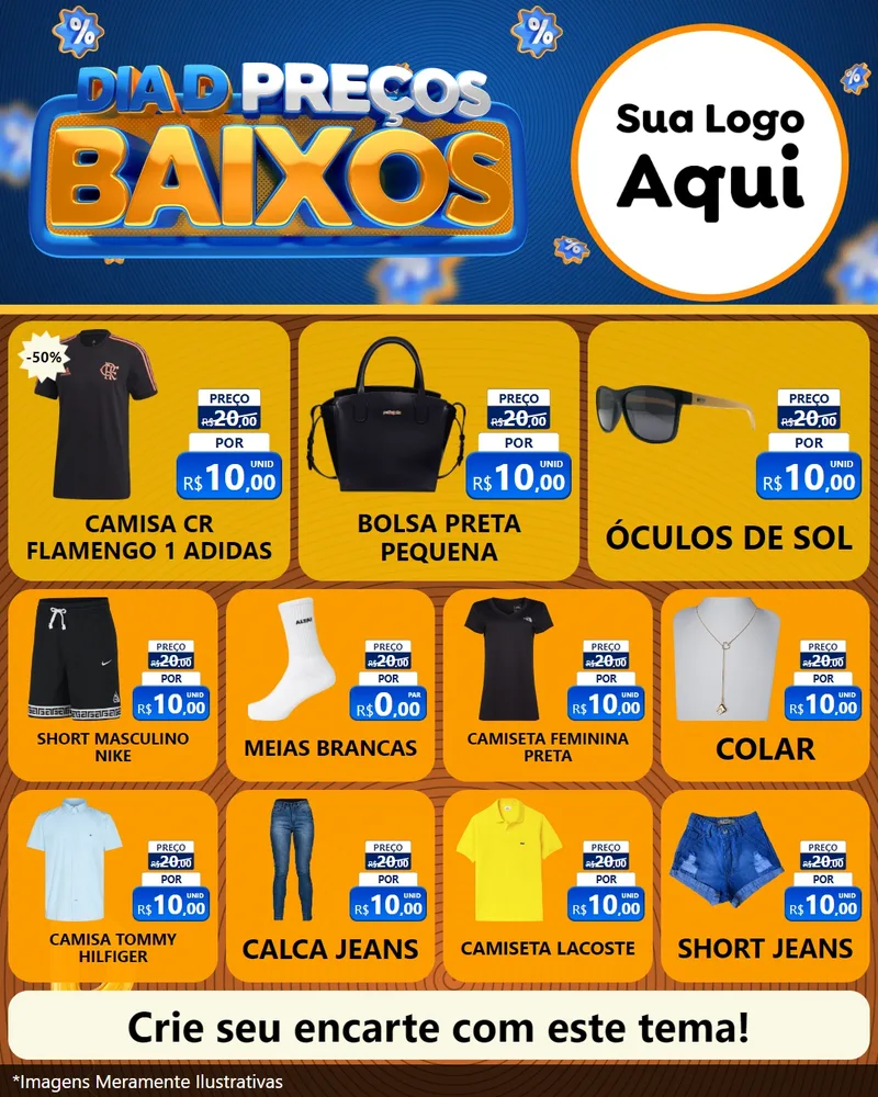 Modelo de Rede Social para Feed Instagram com o tema Dia D Preço Baixo para Roupas e acessórios