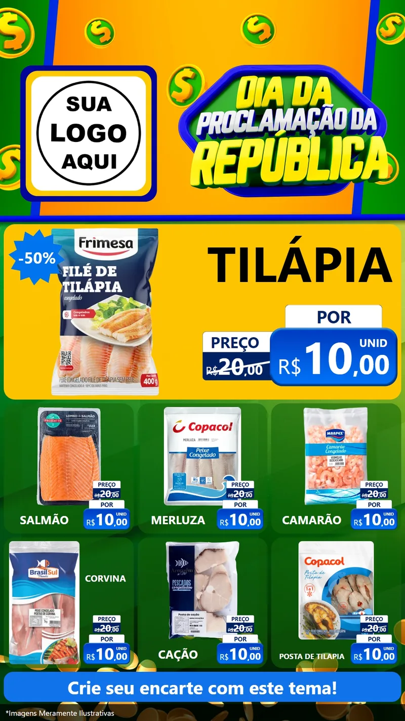 Modelo de Rede Social para Stories com o tema Dia Da Proclamação da República para Peixaria