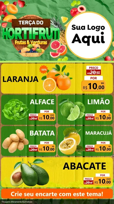 Modelo de TV para TV Vertical com o tema Terça do Hortifruti para Hortifrúti