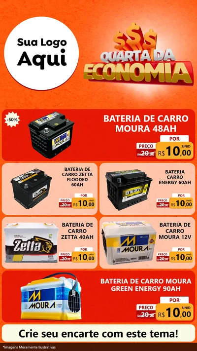 Modelo de TV para TV Vertical com o tema Quarta da Economia para Baterias Elétricas