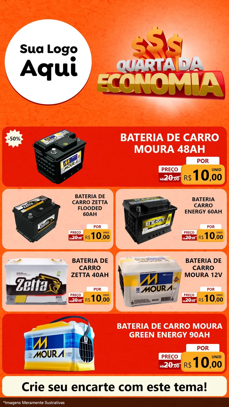 Modelo de TV para TV Vertical com o tema Quarta da Economia para Baterias Elétricas