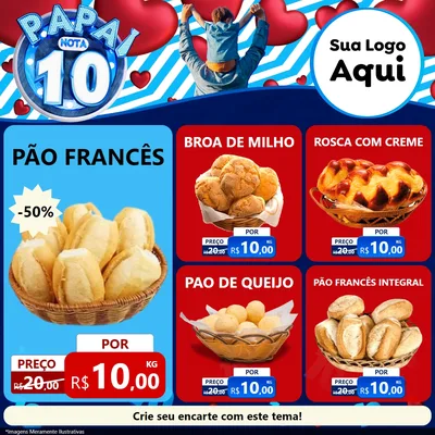 Modelo de Rede Social para Feed Facebook com o tema Papai Nota 10 para Padaria