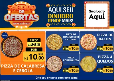 Modelo de Encarte para Encarte A4 Horizontal com o tema Sábado de Ofertas Imperdíveis para Pizzaria