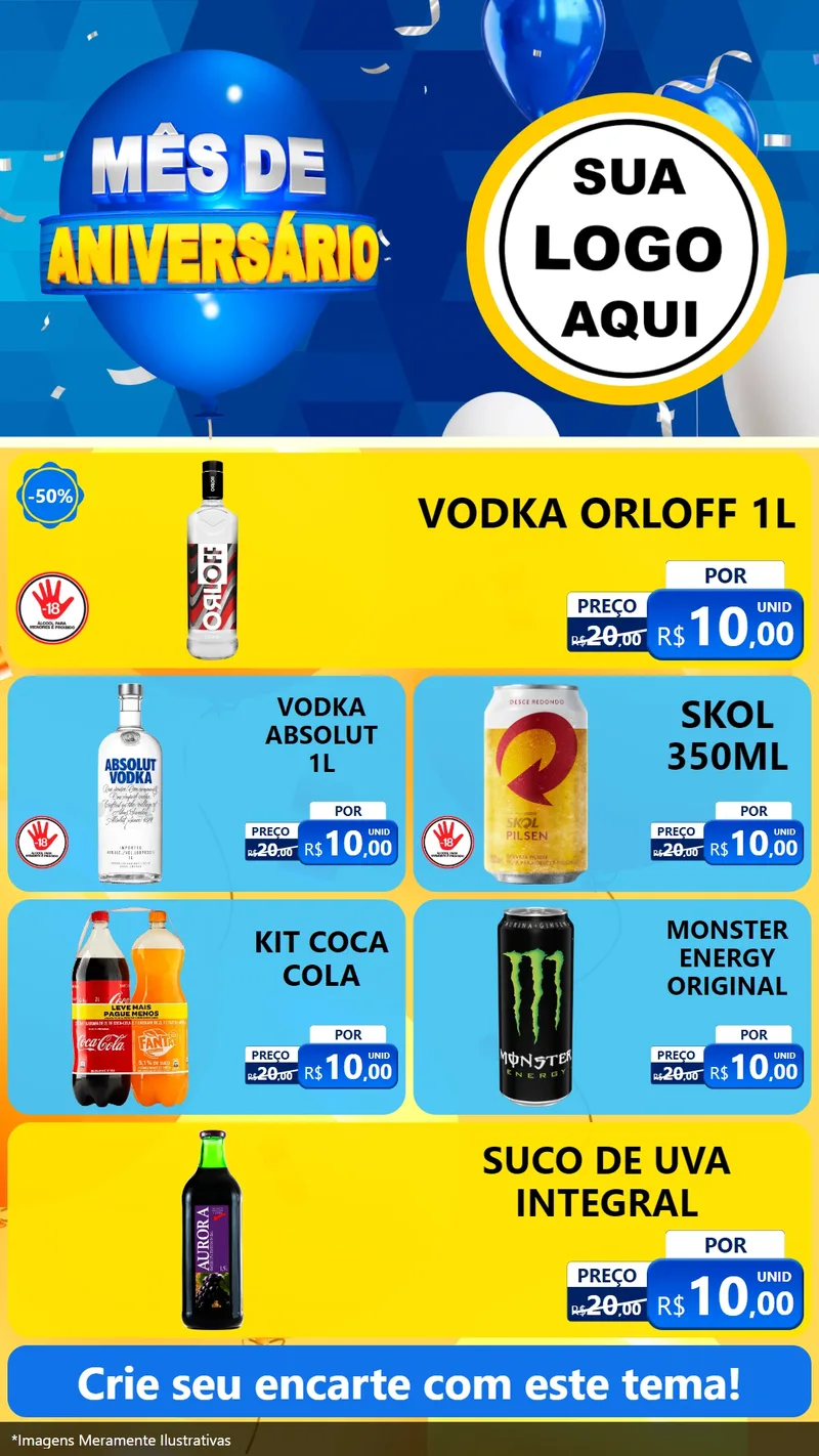 Modelo de TV para TV Vertical com o tema Mês de Aniversário para Distribuidora de bebidas