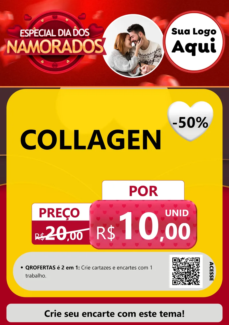 Modelo de Cartaz para Cartaz A4 Vertical com o tema Especial Dia Dos Namorados para Suplementos alimentares