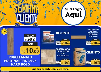 Modelo de Encarte para Encarte A4 Horizontal com o tema Semana do Cliente para Pisos e revestimentos