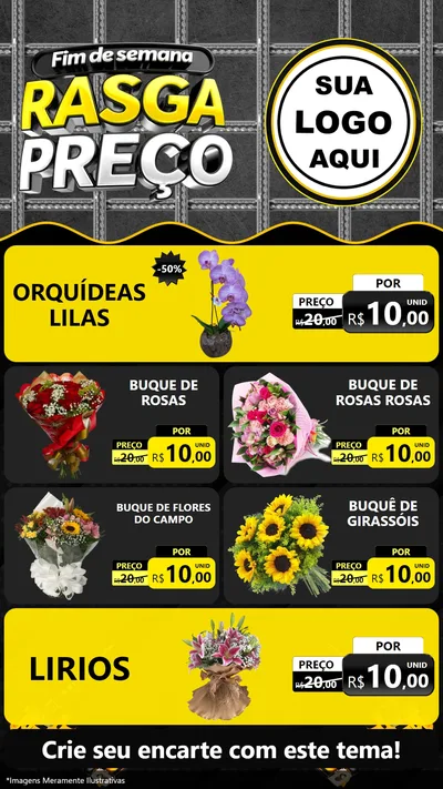 Modelo de TV para TV Vertical com o tema Fim de Semana Rasga Preço para Floricultura e jardim