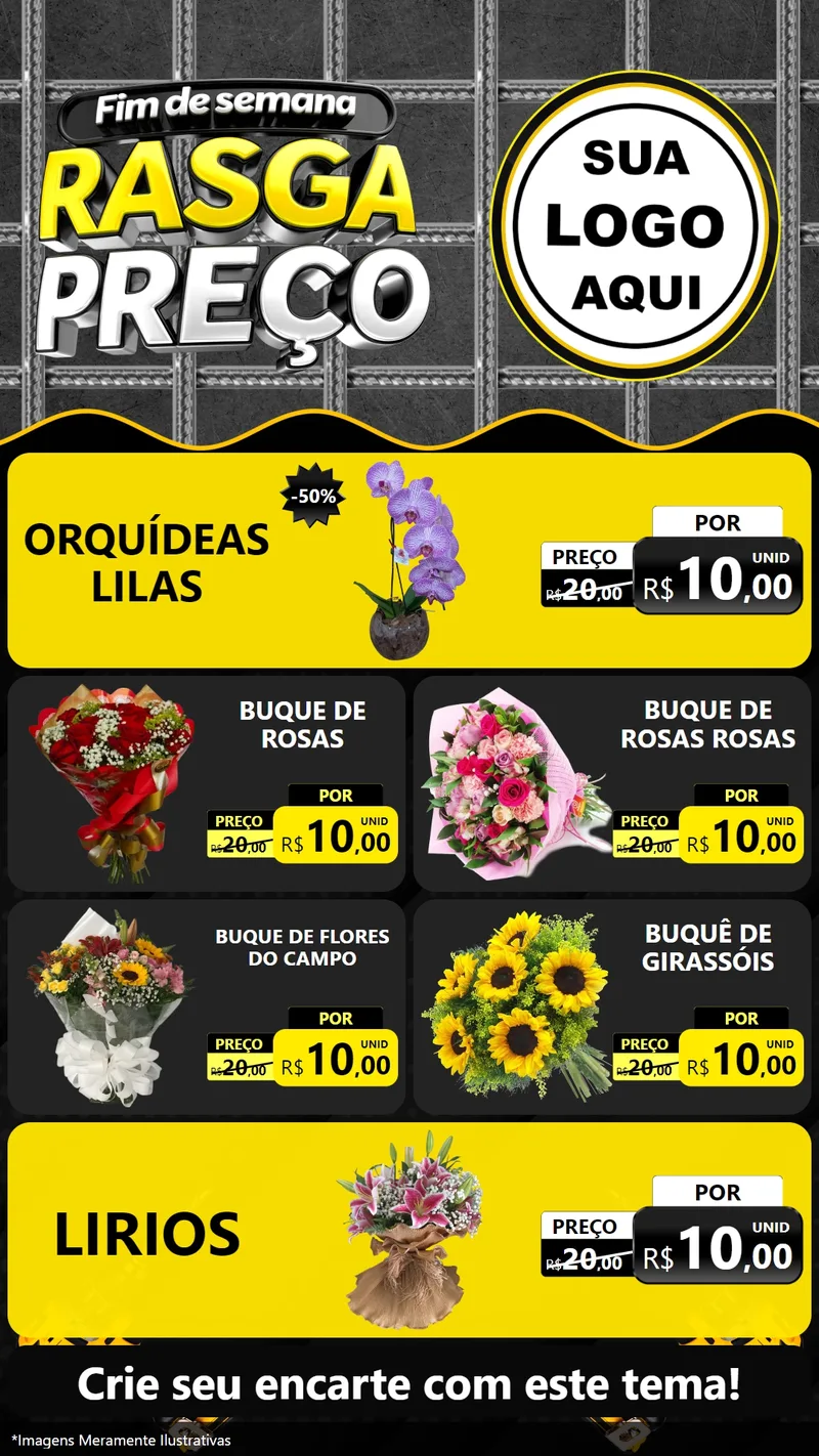 Modelo de TV para TV Vertical com o tema Fim de Semana Rasga Preço para Floricultura e jardim