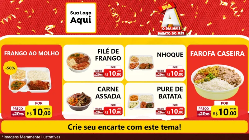 Modelo de TV para TV Horizontal com o tema Dia A o Dia Mais Barato do Mês para Restaurante