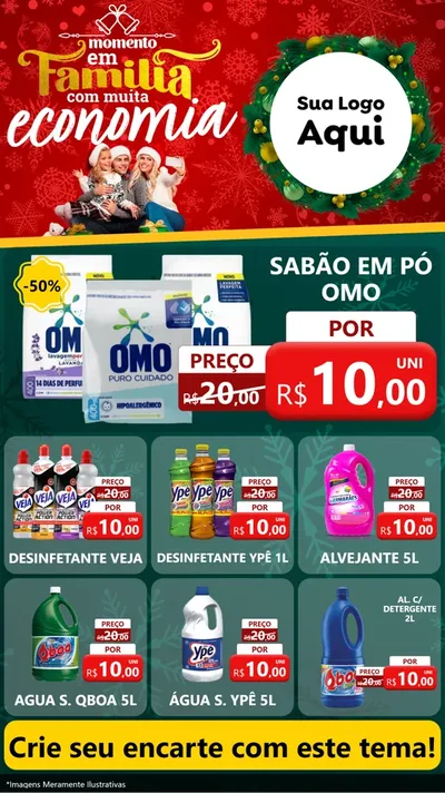 Modelo de Rede Social para Stories com o tema Momento em Família (Natal) para Produtos de Limpeza