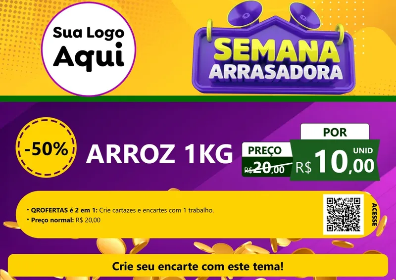 Modelo de Cartaz para Cartaz A4 Horizontal com o tema Semana Arrasadora para Supermercado