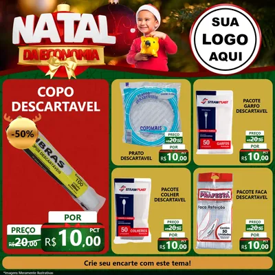 Modelo de Rede Social para Feed Facebook com o tema Natal da Economia para Embalagens