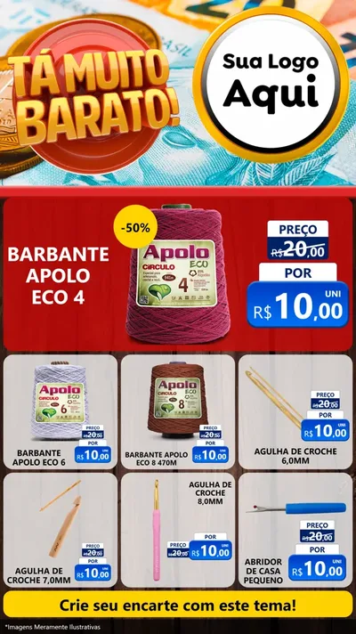 Modelo de Rede Social para Stories com o tema Está Muito Barato para Armarinho e Aviamentos