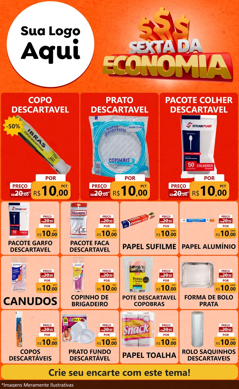 Modelo de Encarte para Encarte Grande com o tema Sexta da Economia para Embalagens