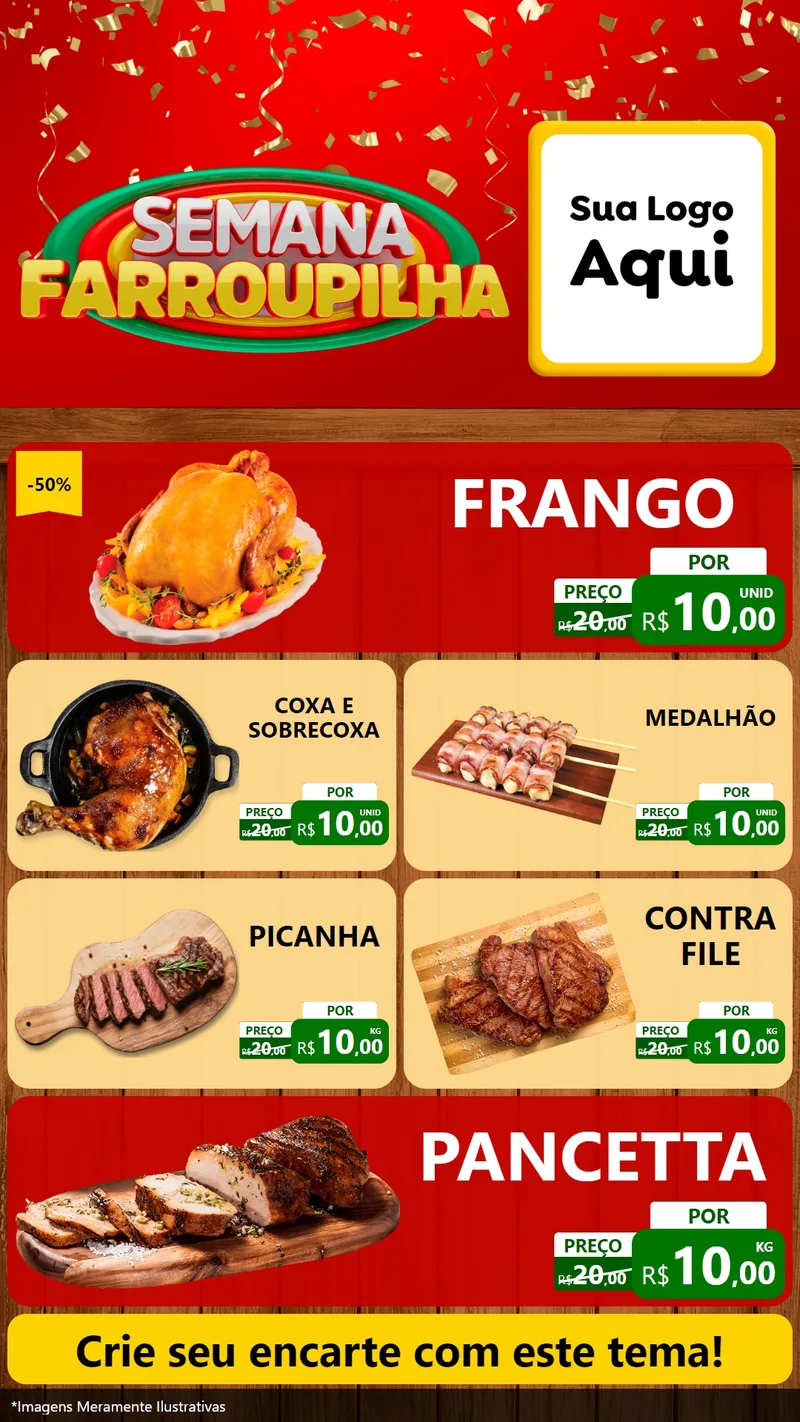Modelo de TV para TV Vertical com o tema Semana Farroupilha para Assados