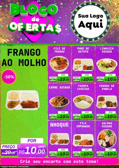 Modelo de Encarte para Encarte A4 Vertical com o tema Bloco de Ofertas para Restaurante