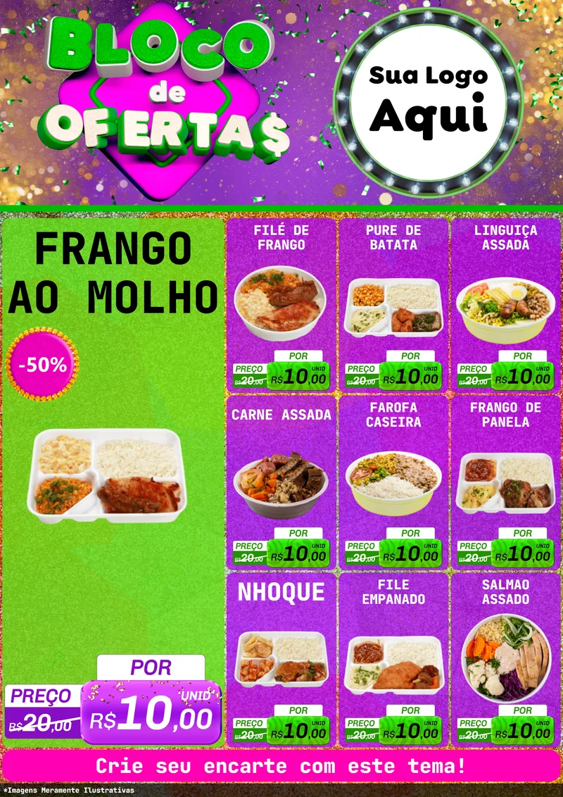 Modelo de Encarte para Encarte A4 Vertical com o tema Bloco de Ofertas para Restaurante