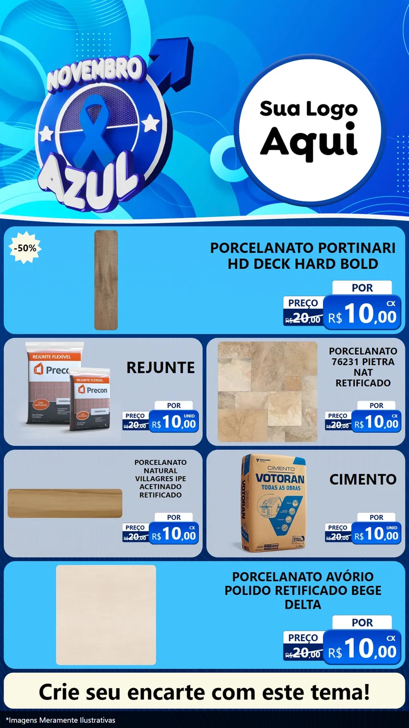 Modelo de TV para TV Vertical com o tema Novembro Azul para Pisos e revestimentos