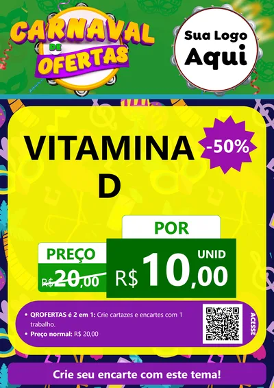 Modelo de Cartaz para Cartaz A4 Vertical com o tema Carnaval de Ofertas para Farmácia