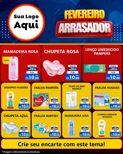 Modelo de Rede Social para Feed Instagram com o tema Fevereiro Arrasador para Bebês