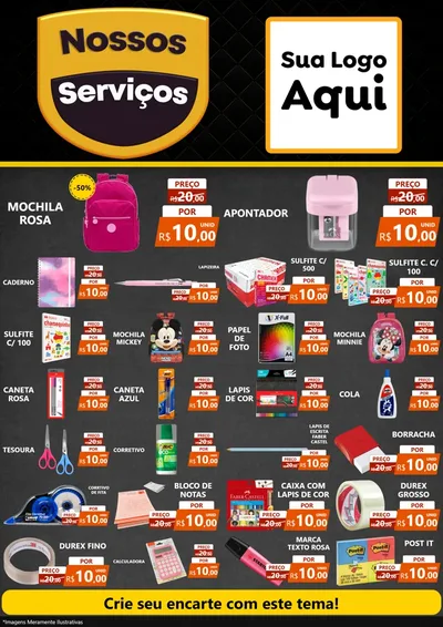 Modelo de Encarte para Encarte A4 Vertical com o tema Nossos Serviços para Papelaria