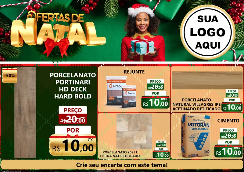 Modelo de Encarte para Encarte A4 Horizontal com o tema Ofertas de Natal para Pisos e revestimentos