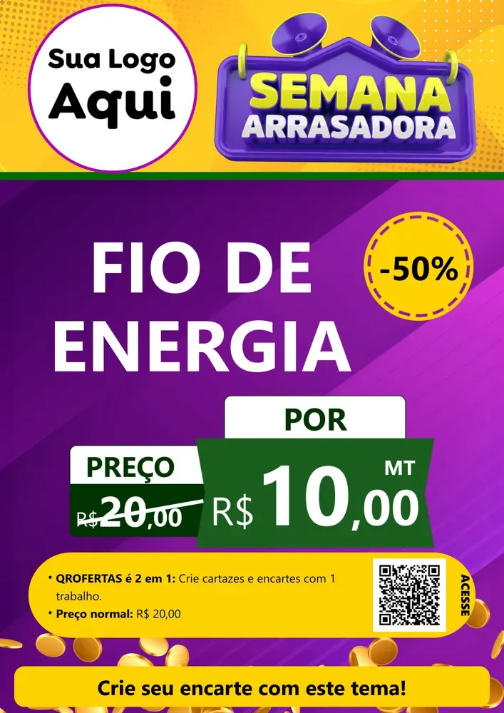 Modelo de Cartaz para Cartaz A4 Vertical com o tema Semana Arrasadora para Materiais Elétricos