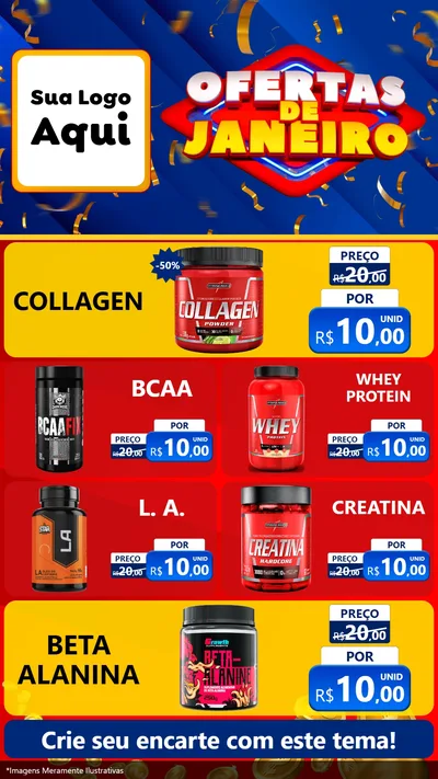 Modelo de TV para TV Vertical com o tema Ofertas de Janeiro para Suplementos alimentares