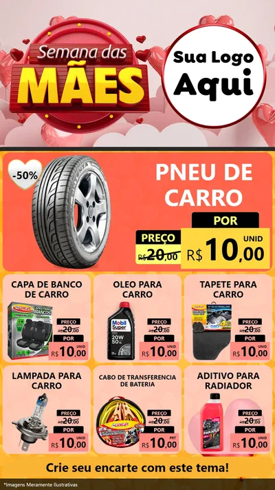 Modelo de Rede Social para Stories com o tema Semana das Mães para Auto peças