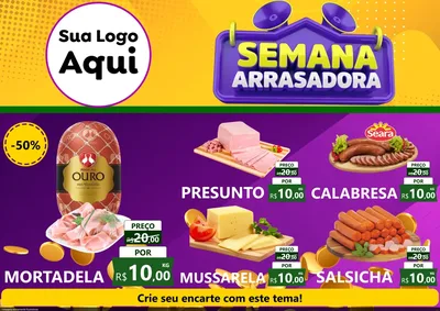 Modelo de Encarte para Encarte A4 Horizontal com o tema Semana Arrasadora para Frios e Laticínios