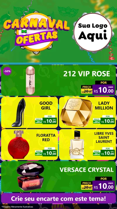 Modelo de TV para TV Vertical com o tema Carnaval de Ofertas para Perfumes