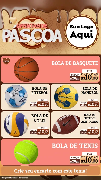 Modelo de TV para TV Vertical com o tema Ofertas de Páscoa para Artigos Esportivos