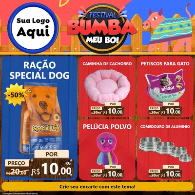 Modelo de Rede Social para Feed Facebook com o tema Festival Bumba Meu Boi para Pet Shop