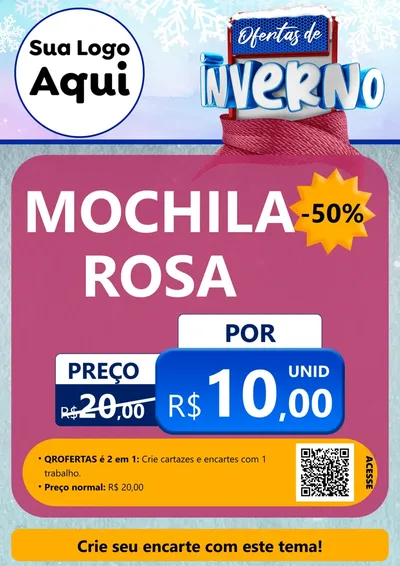 Modelo de Cartaz para Cartaz A4 Vertical com o tema Ofertas de Inverno para Papelaria