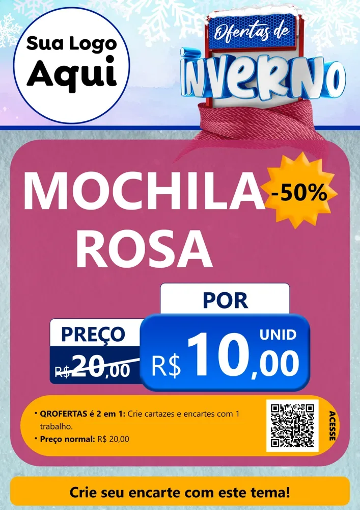 Modelo de Cartaz para Cartaz A4 Vertical com o tema Ofertas de Inverno para Papelaria