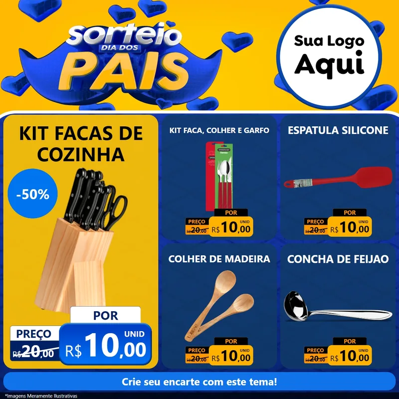 Modelo de Rede Social para Feed Facebook com o tema Sorteio Dia dos Pais para Utilidades Domésticas