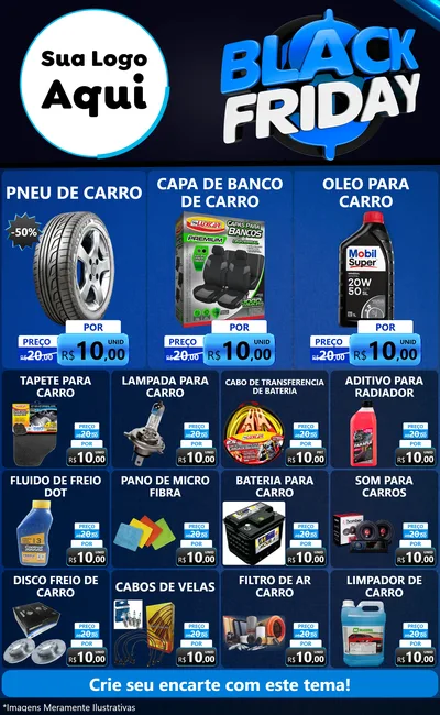 Modelo de Encarte para Encarte Grande com o tema Black Friday para Auto peças