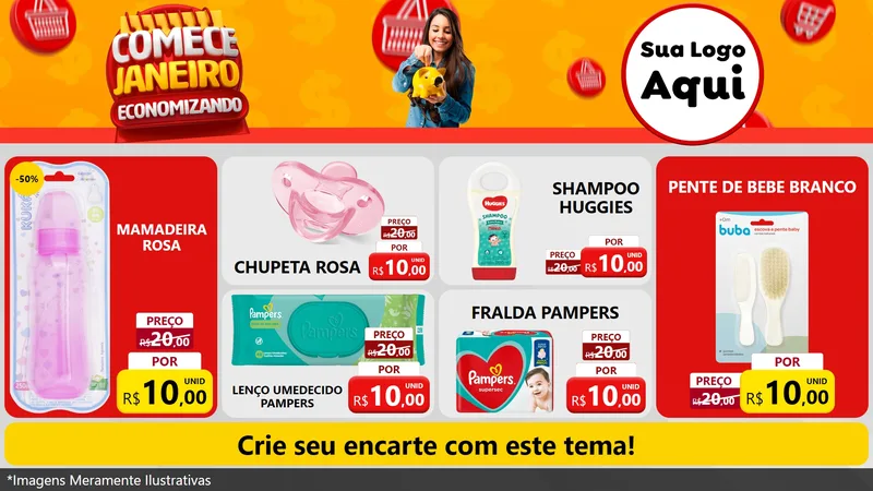 Modelo de TV para TV Horizontal com o tema Comece Janeiro Economizando para Bebês