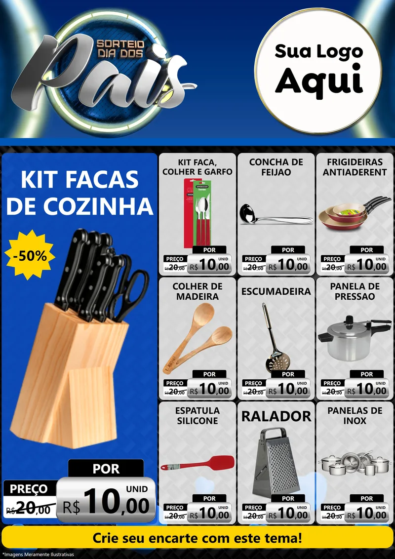 Modelo de Encarte para Encarte A4 Vertical com o tema Sorteio Dia Dos Pais para Utilidades Domésticas