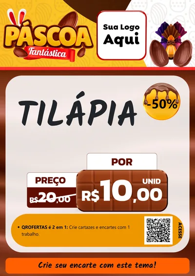 Modelo de Cartaz para Cartaz A4 Vertical com o tema Páscoa Fantástica para Peixaria