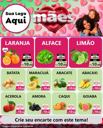 Modelo de Rede Social para Feed Instagram com o tema Dia das Mães para Hortifrúti
