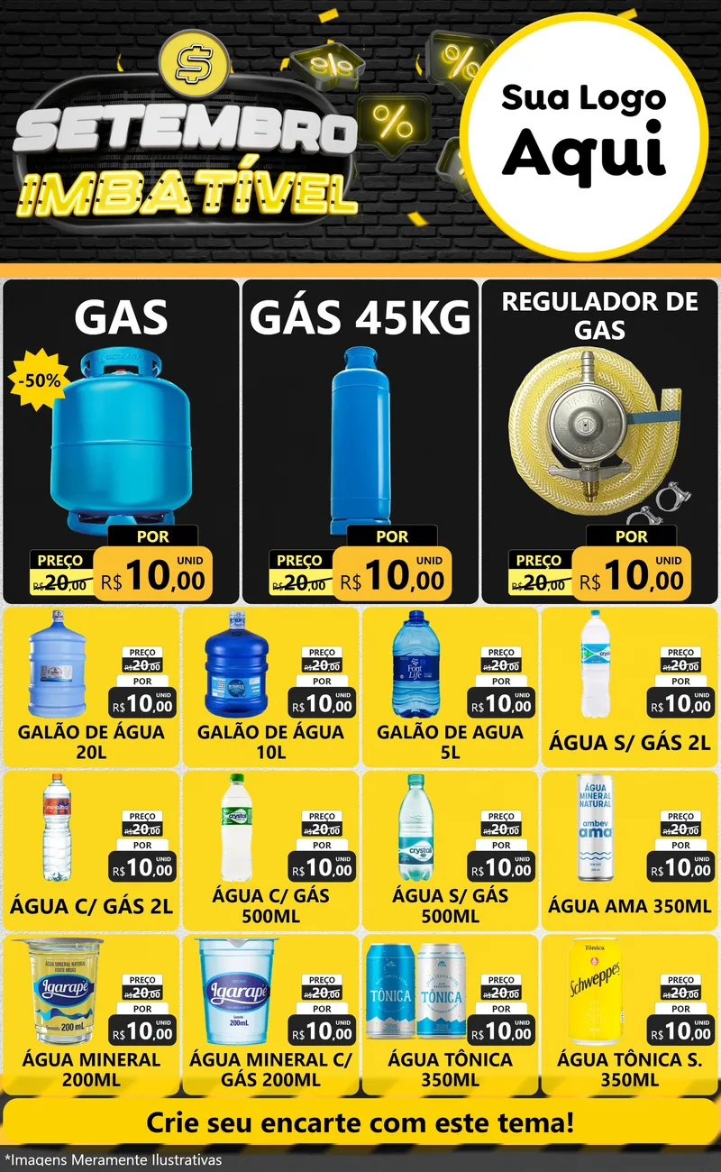 Modelo de Encarte para Encarte Grande com o tema Setembro Imbatível para Água e gás