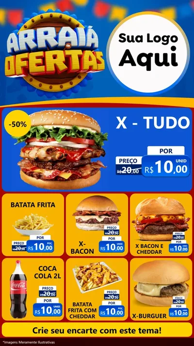 Modelo de Rede Social para Stories com o tema Arraiá de Ofertas - Junina para Hamburgueria